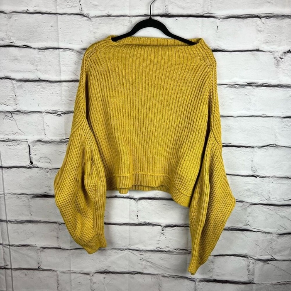 Free People Mustard Yellow Ribbed Crewneck Sweater - Picture 3 of 9